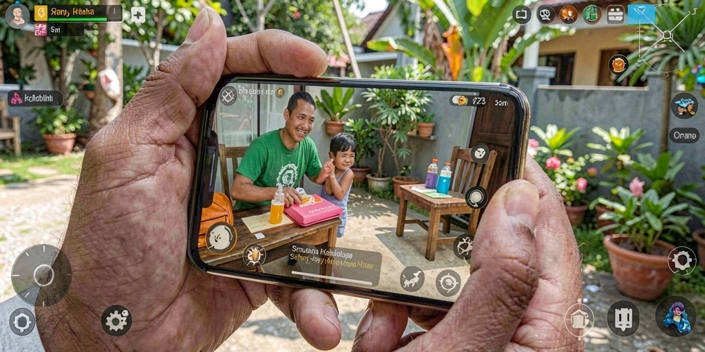 Tampilan gameplay D73 yang menampilkan simulasi kehidupan sehari-hari.
