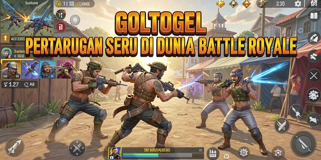 Screenshot GOLTOGEL menampilkan aksi pertarungan Battle Royale yang intens.