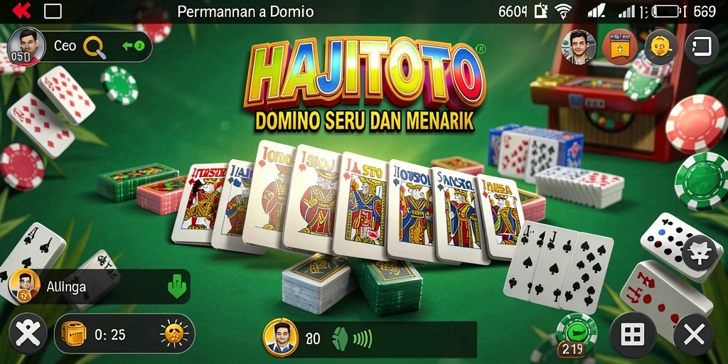 Screenshot gameplay seru dari HAJITOTO yang menunjukkan suasana permainan Domino.