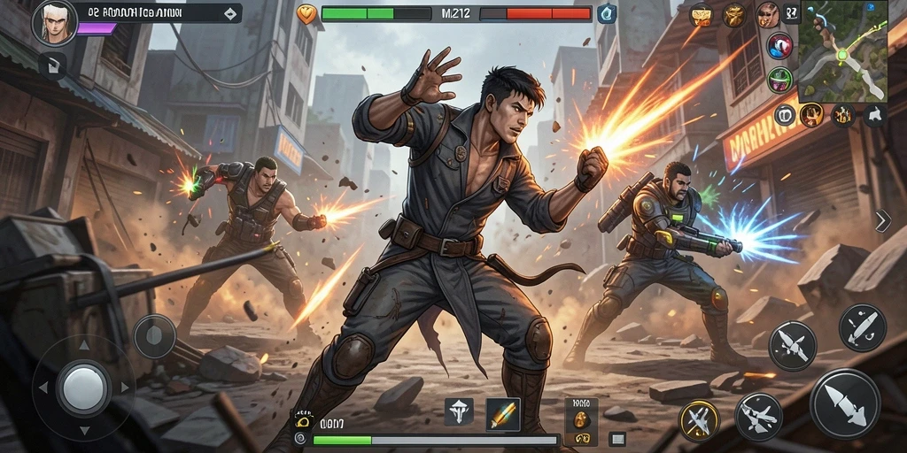 Tangkapan layar gameplay MPO2121 dengan aksi bertarung intens.