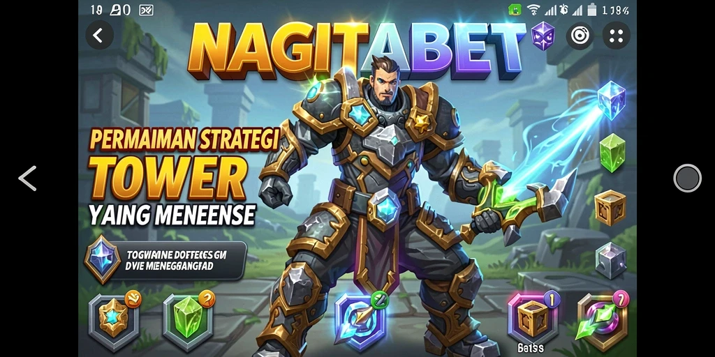 Tampilan menara pertahanan yang strategis dalam permainan Tower Defense.