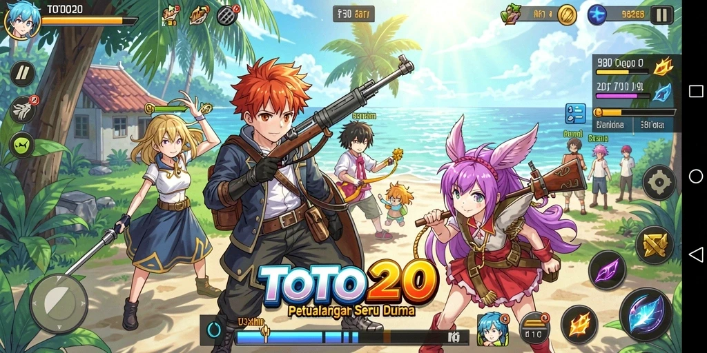 Tampilan gameplay seru dengan karakter anime ikonik.