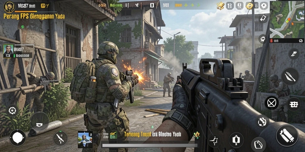 Screenshot gameplay WG87 yang menampilkan pertempuran seru di medan perang.