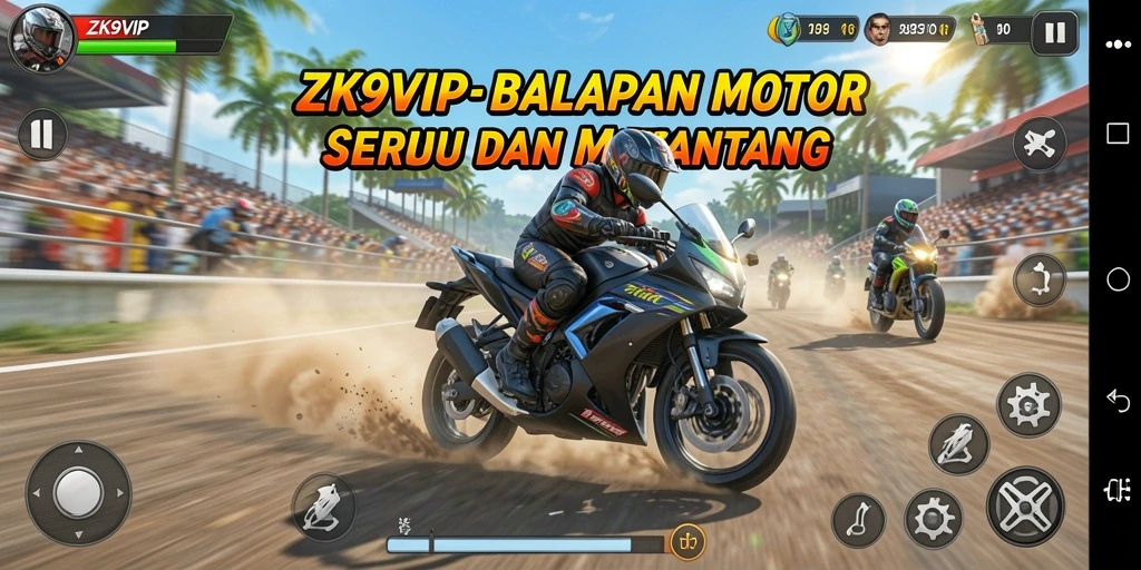 Tampilan gameplay seru di ZK9VIP dengan balapan motor yang kompetitif.
